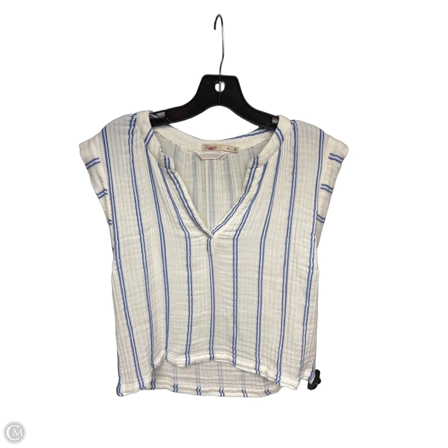 Top Short Sleeve By Faherty In Blue & White, Size: M
