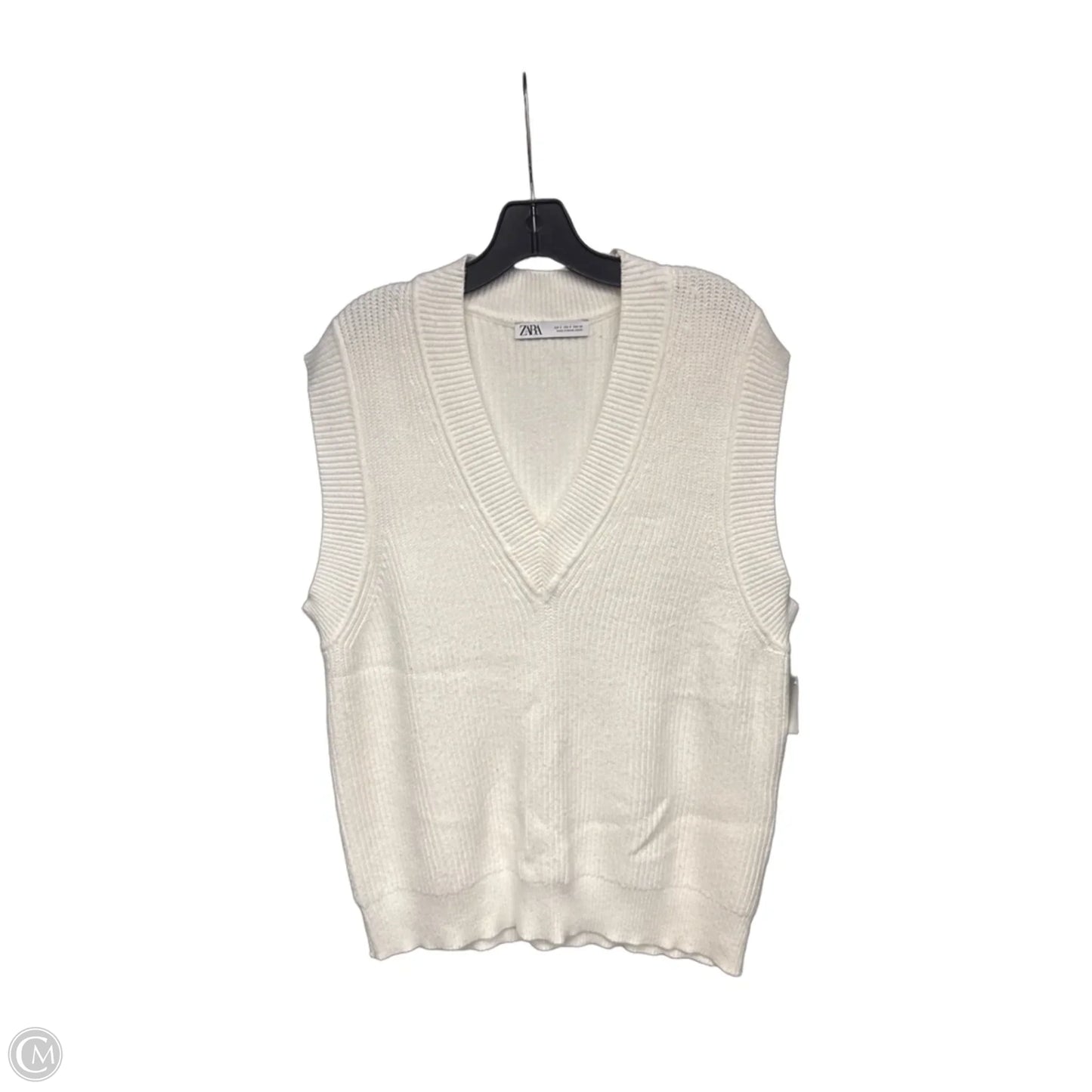 Sweater Short Sleeve By Zara In White, Size: S