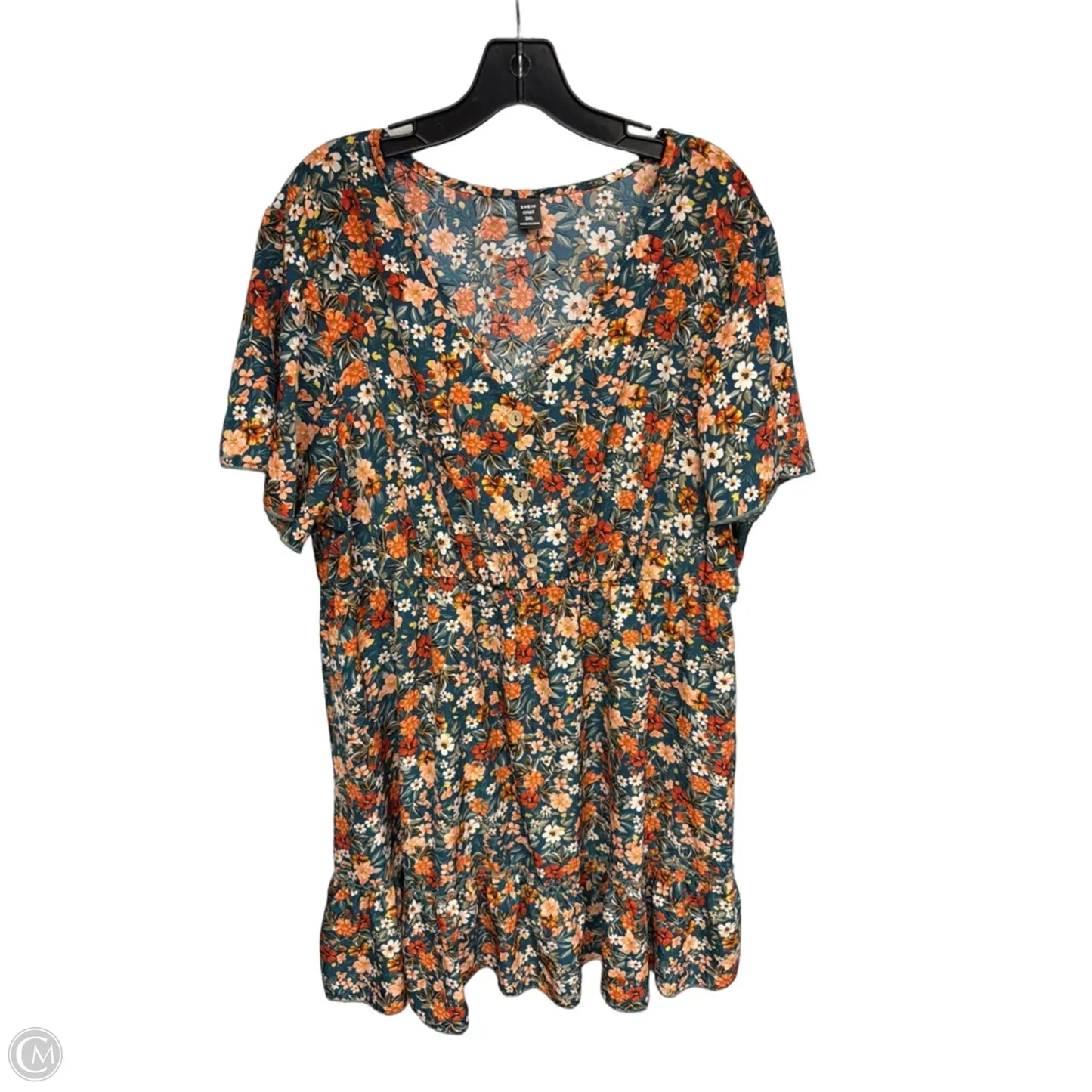 Dress Casual Short By Shein In Green & Orange, Size: 3x
