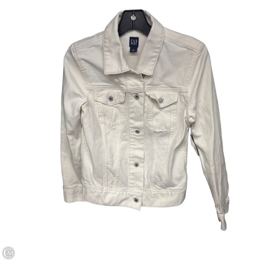 Jacket Denim By Gap In White Denim, Size: S