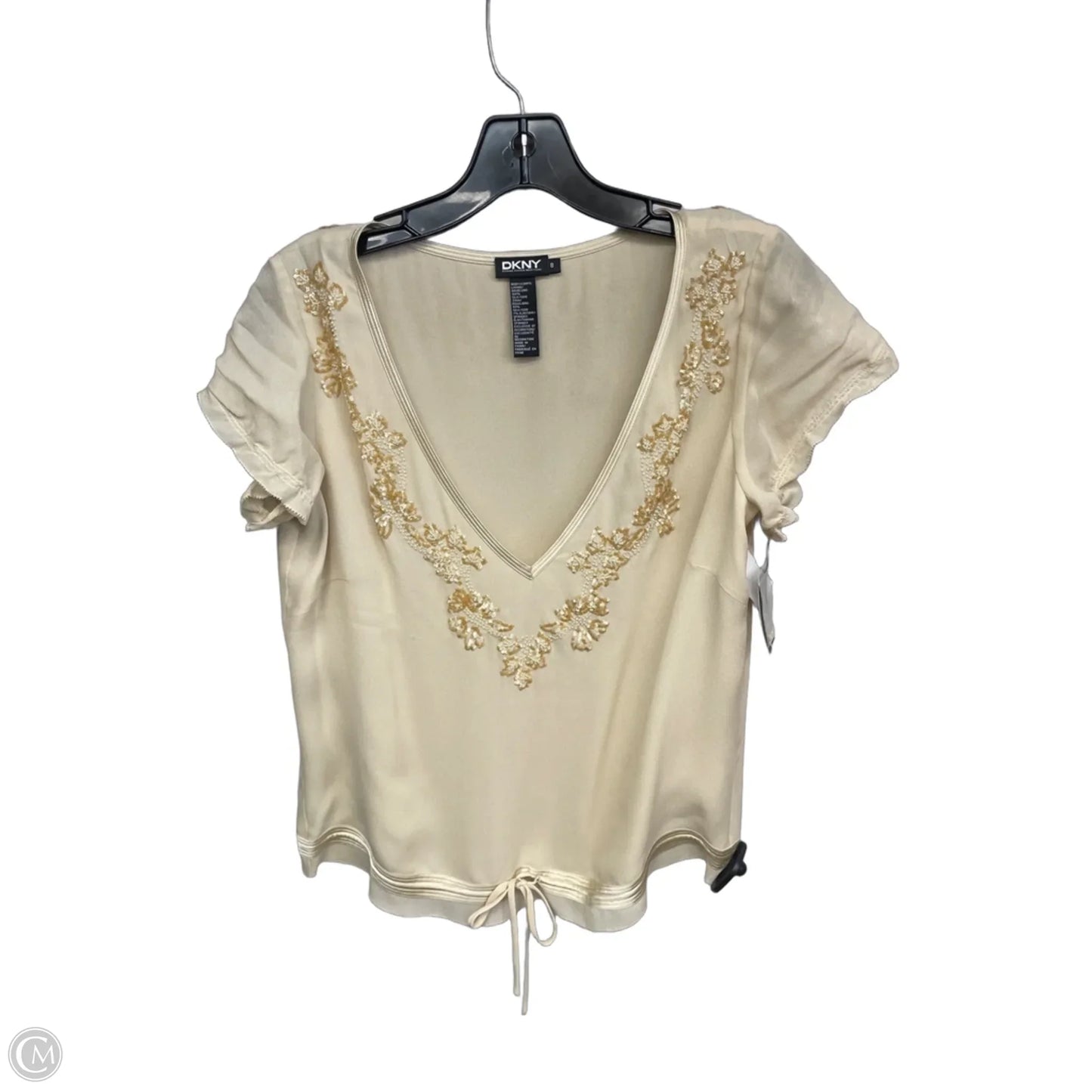 Top Short Sleeve By Dkny In Cream, Size: 8