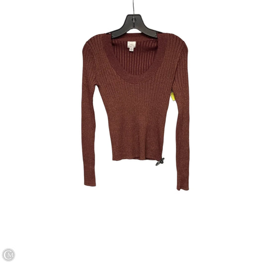 Top Long Sleeve By A New Day In Brown, Size: S