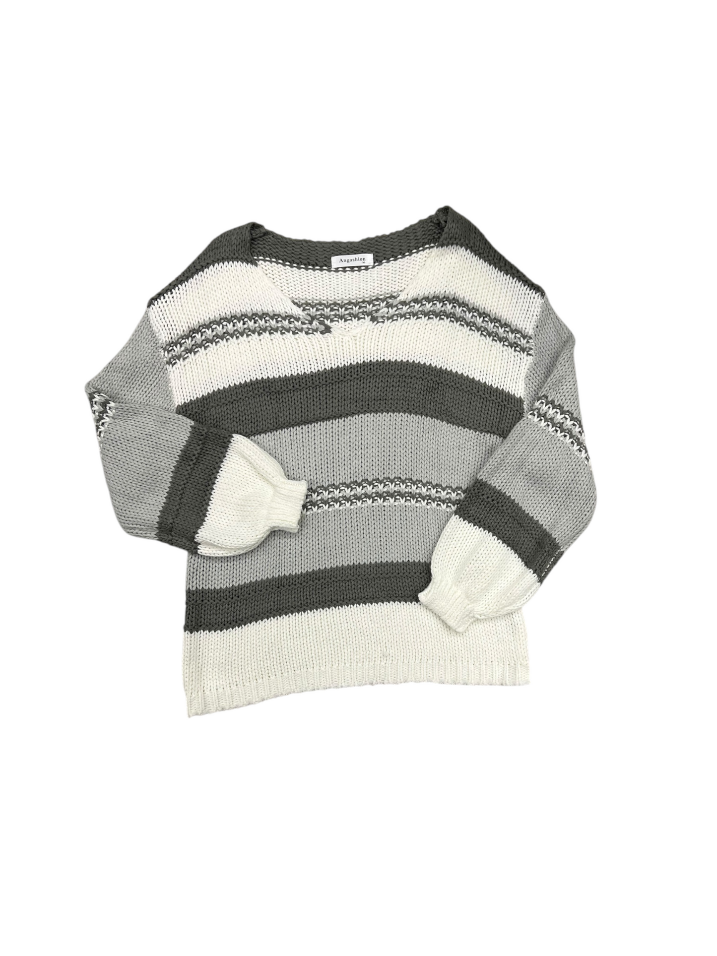 Sweater By Angashion In Grey & White, Size: M