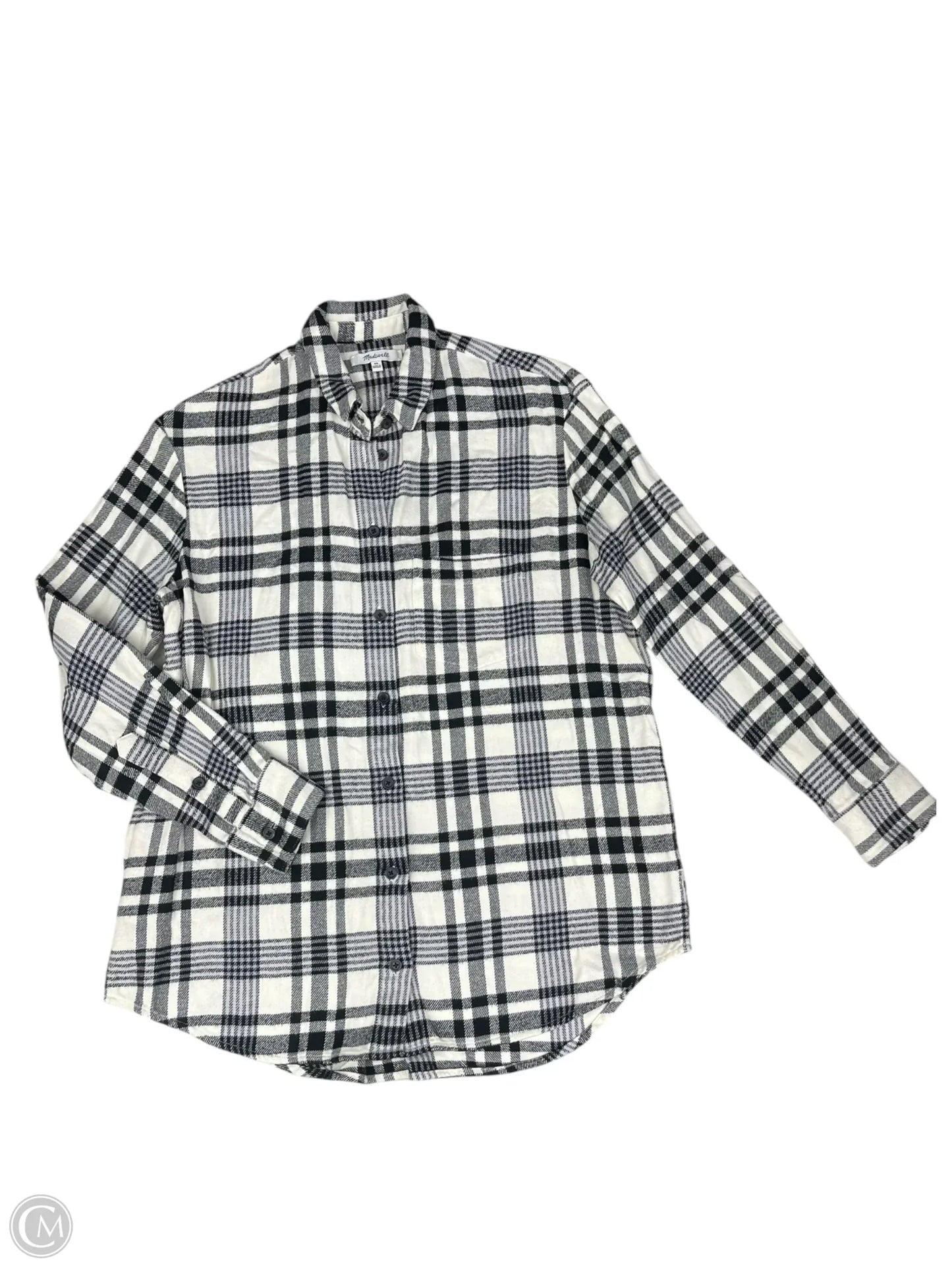 Top Long Sleeve By Madewell In Black & White, Size: Xs