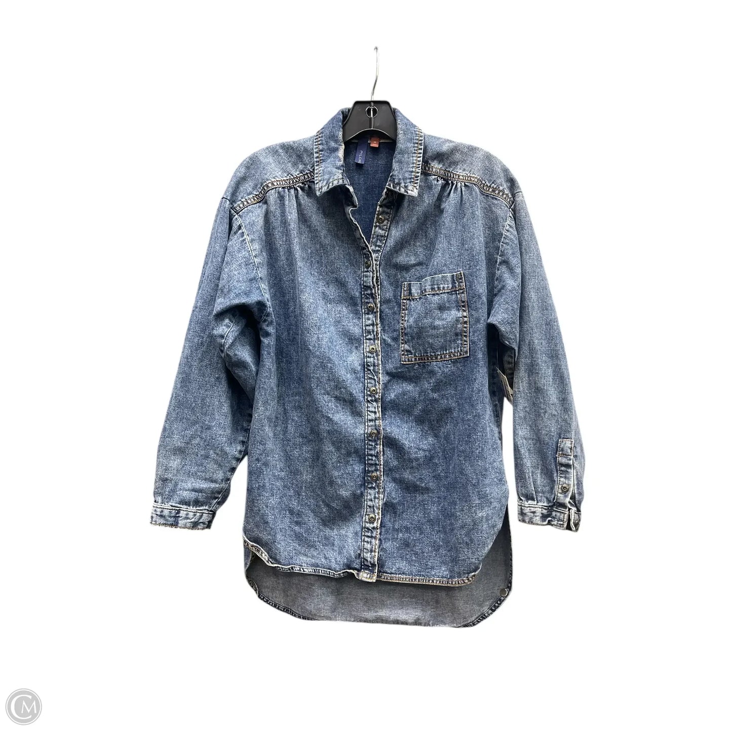 Top Long Sleeve By Pilcro In Blue Denim, Size: Xs