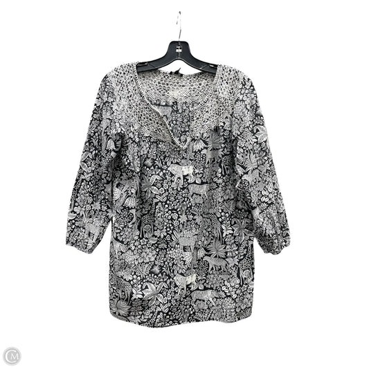 Top Long Sleeve By Talbots In Grey & White, Size: Xl