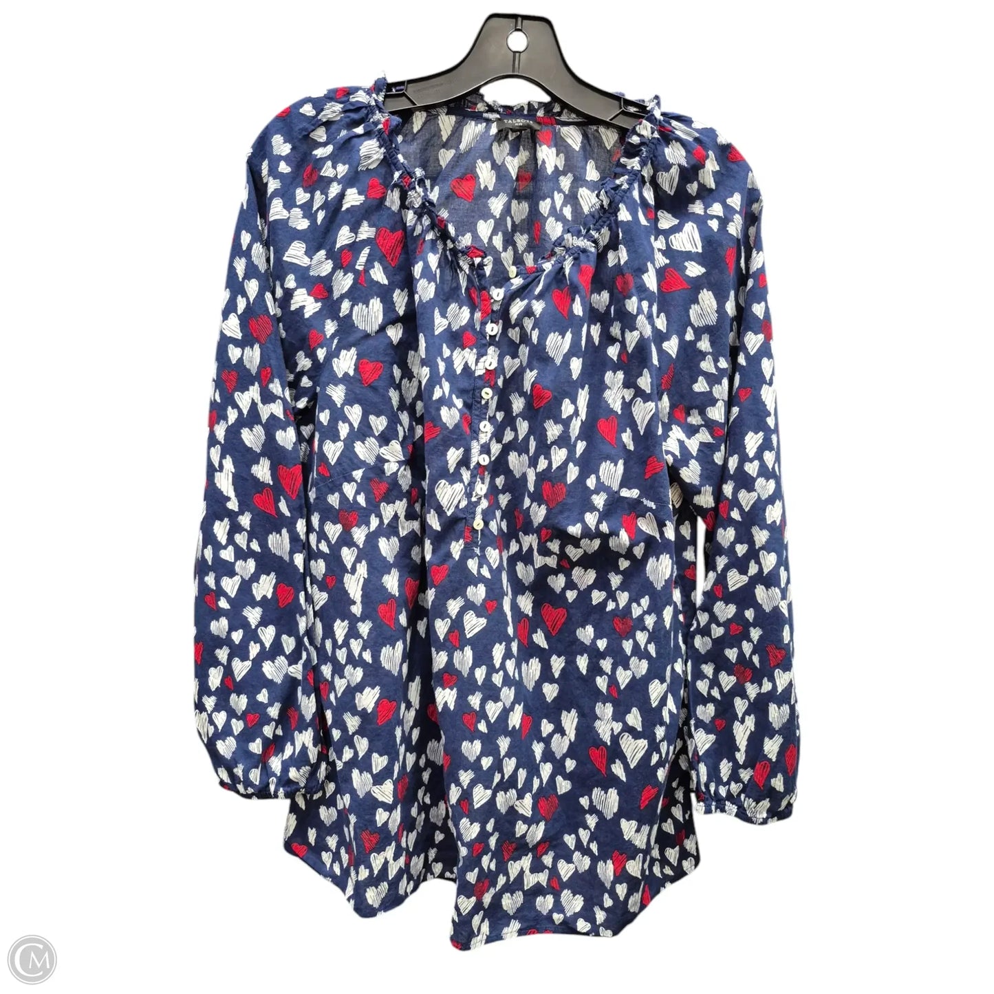 Top Long Sleeve By Talbots In Blue Red & White, Size: Xl