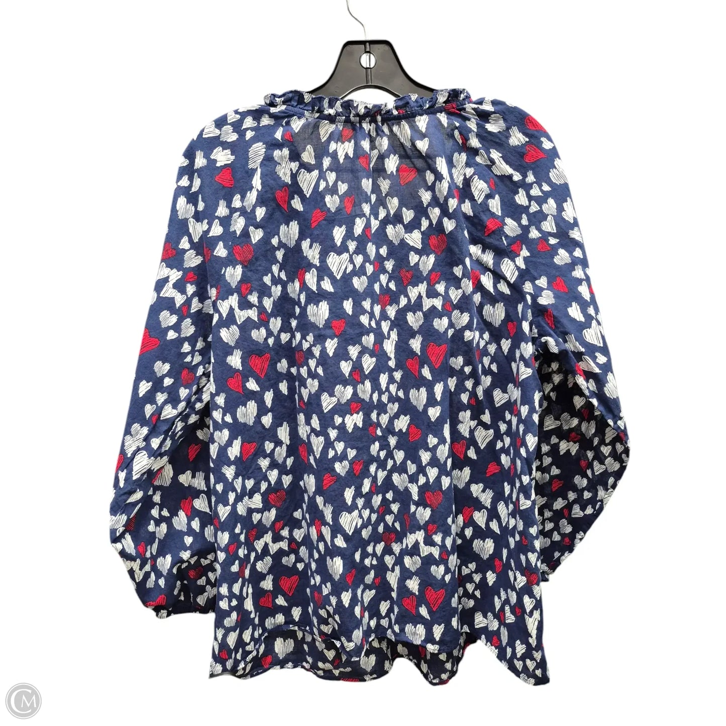 Top Long Sleeve By Talbots In Blue Red & White, Size: Xl