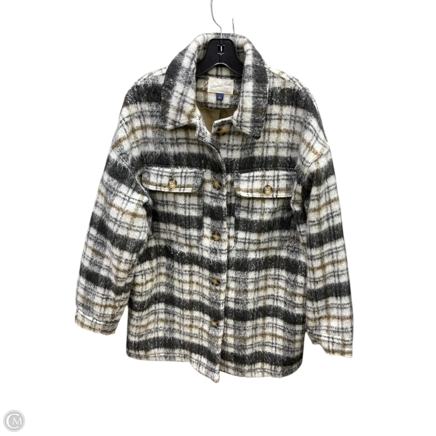 Jacket Faux Fur & Sherpa By Universal Thread In Plaid Pattern, Size: L