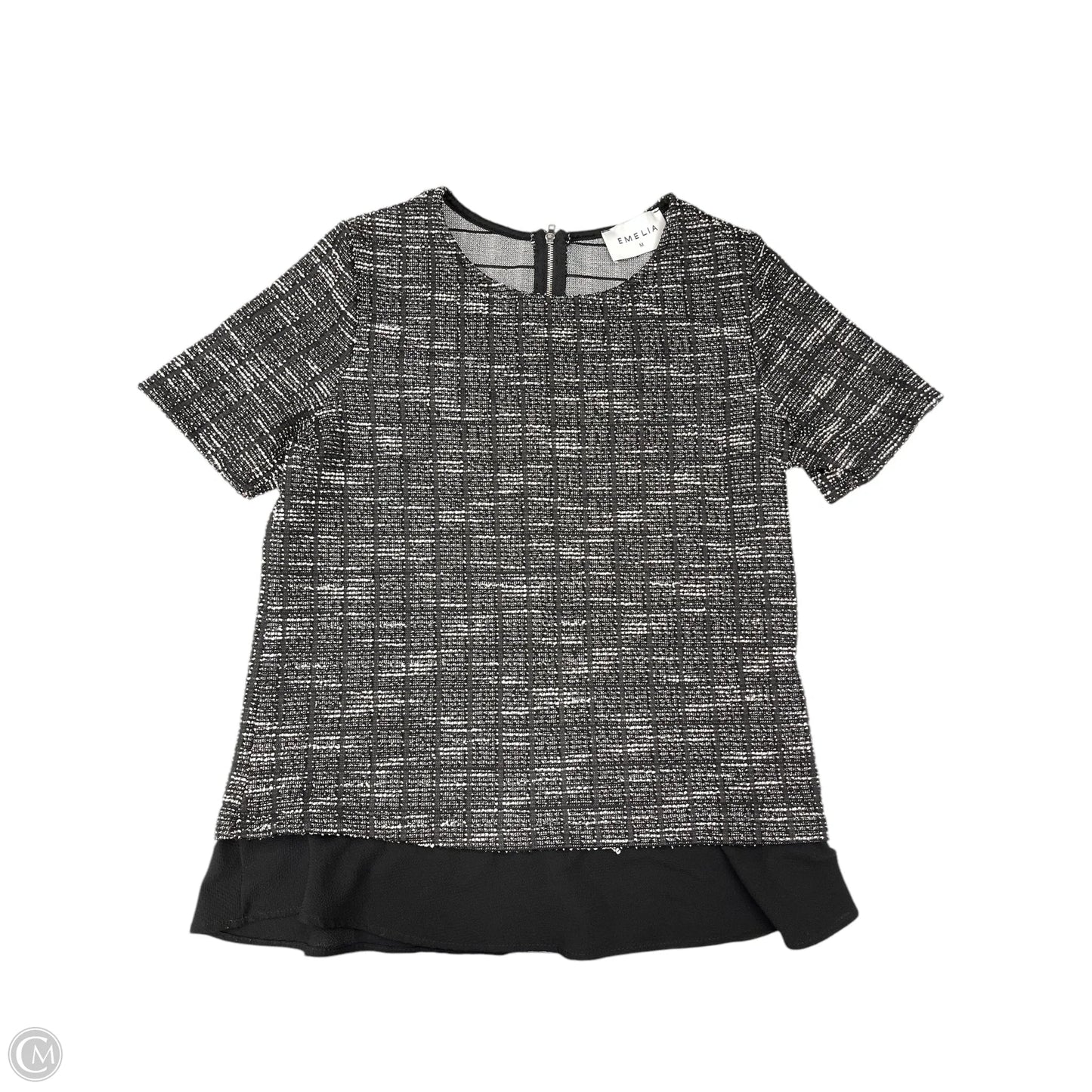 Top Short Sleeve By Emelia In Black & White, Size: M