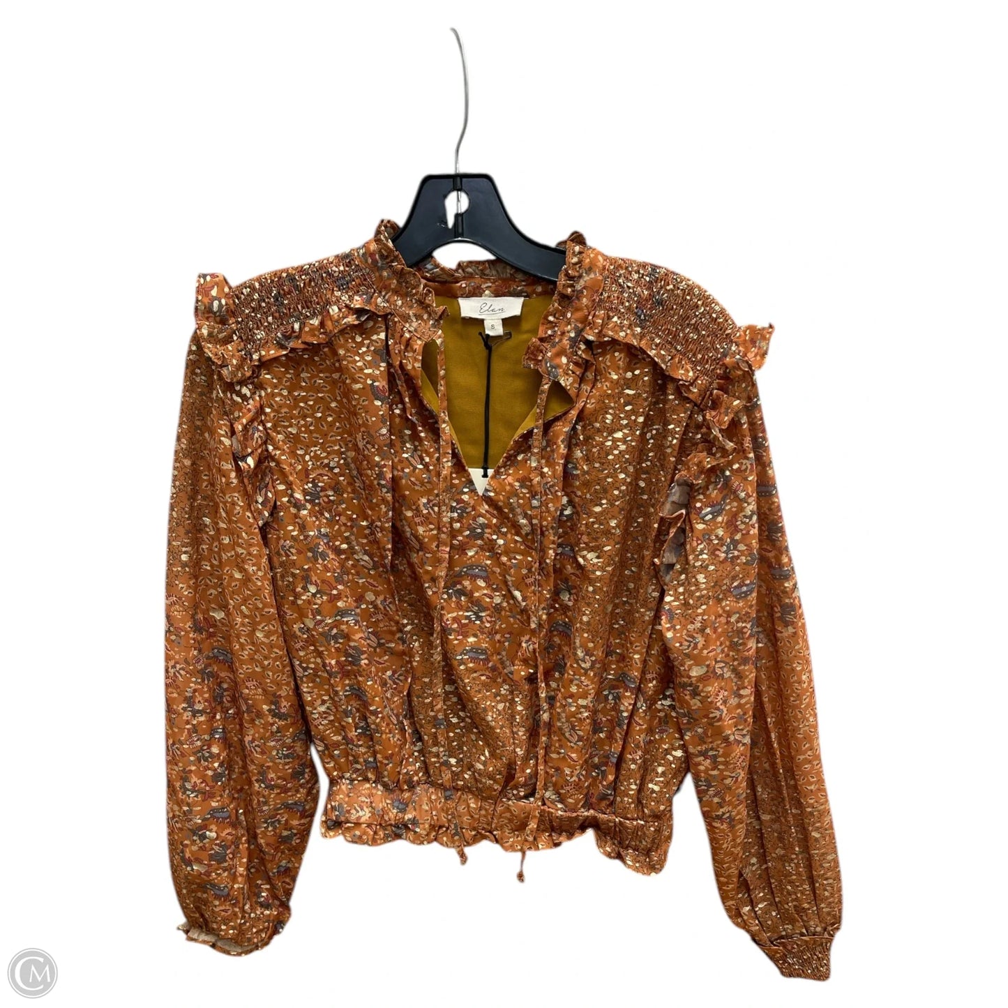 Top Long Sleeve By Elan In Orange, Size: S