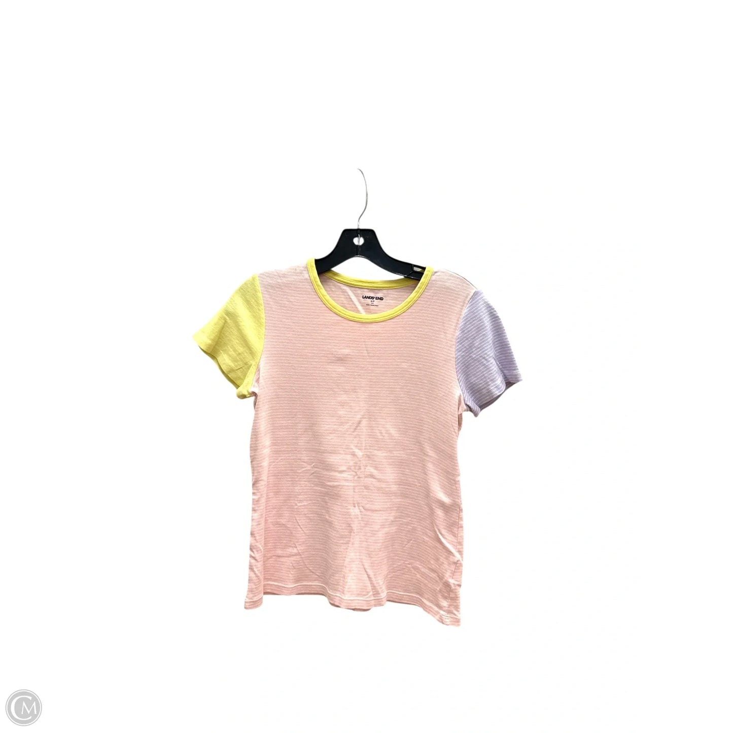 Top Short Sleeve By Lands End In Pink & White, Size: S