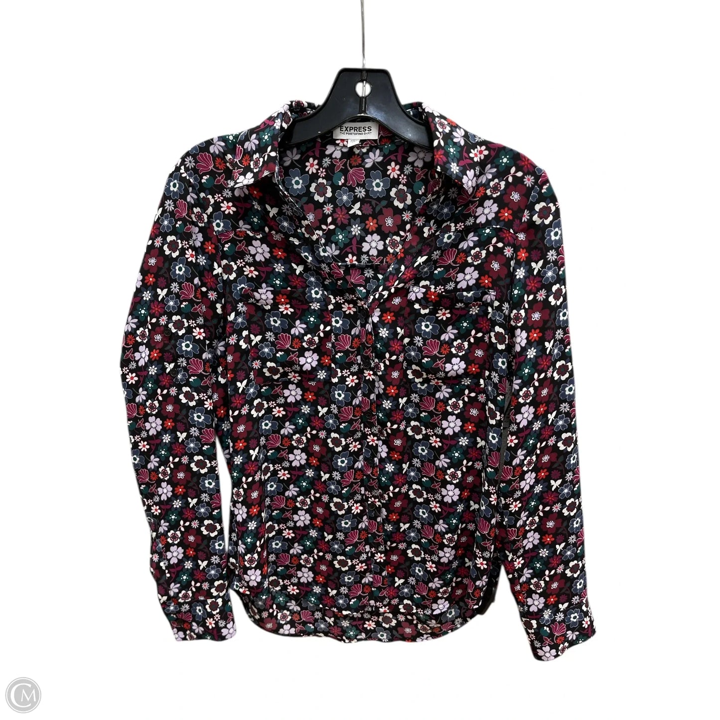 Top Long Sleeve By Express In Floral Print, Size: Xs