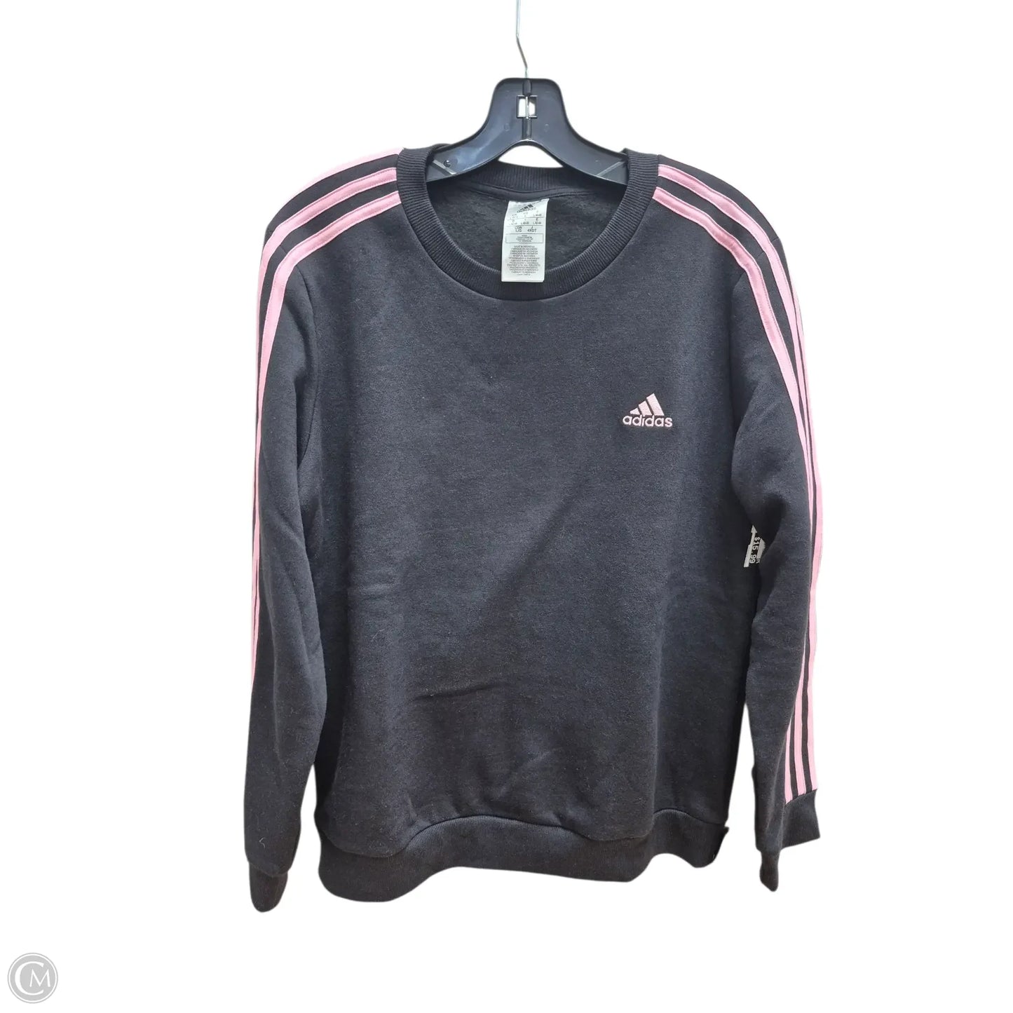 Athletic Sweatshirt Crewneck By Adidas In Black & Pink, Size: L
