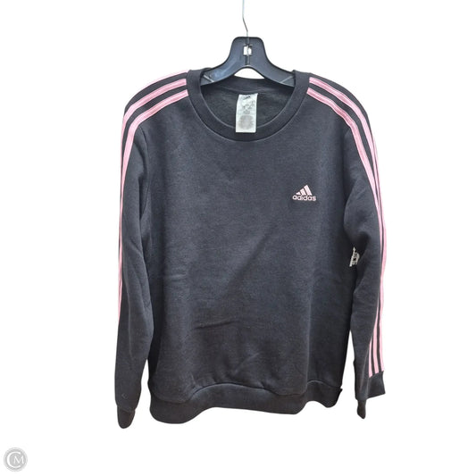 Athletic Sweatshirt Crewneck By Adidas In Black & Pink, Size: L