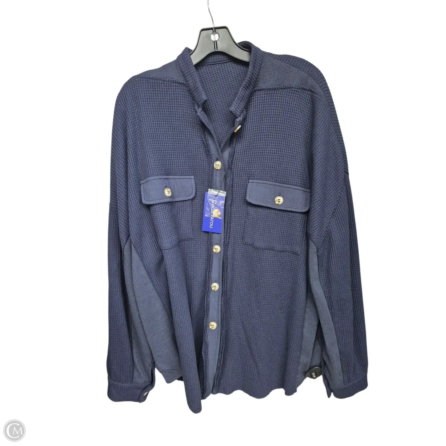 Jacket Shirt By Clothes Mentor In Navy, Size: Xxl