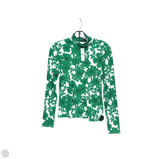 Top Long Sleeve By J. Crew In Green & White, Size: M