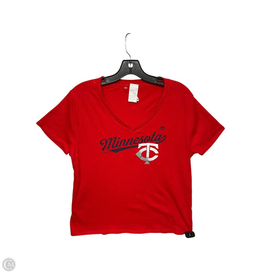 Athletic Top Short Sleeve By Majestic In Red, Size: Xl