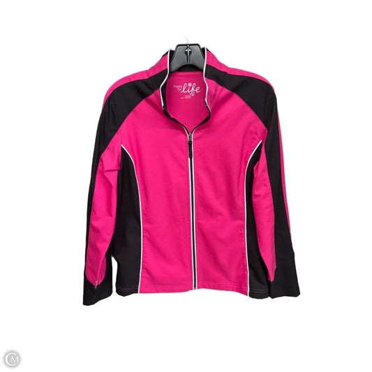 Athletic Jacket By Natural Life In Black & Pink, Size: M