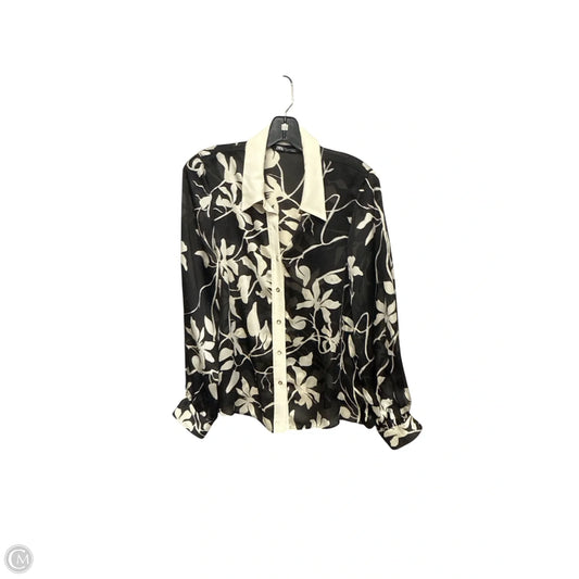 Top Long Sleeve By Zara In Black & Cream, Size: M