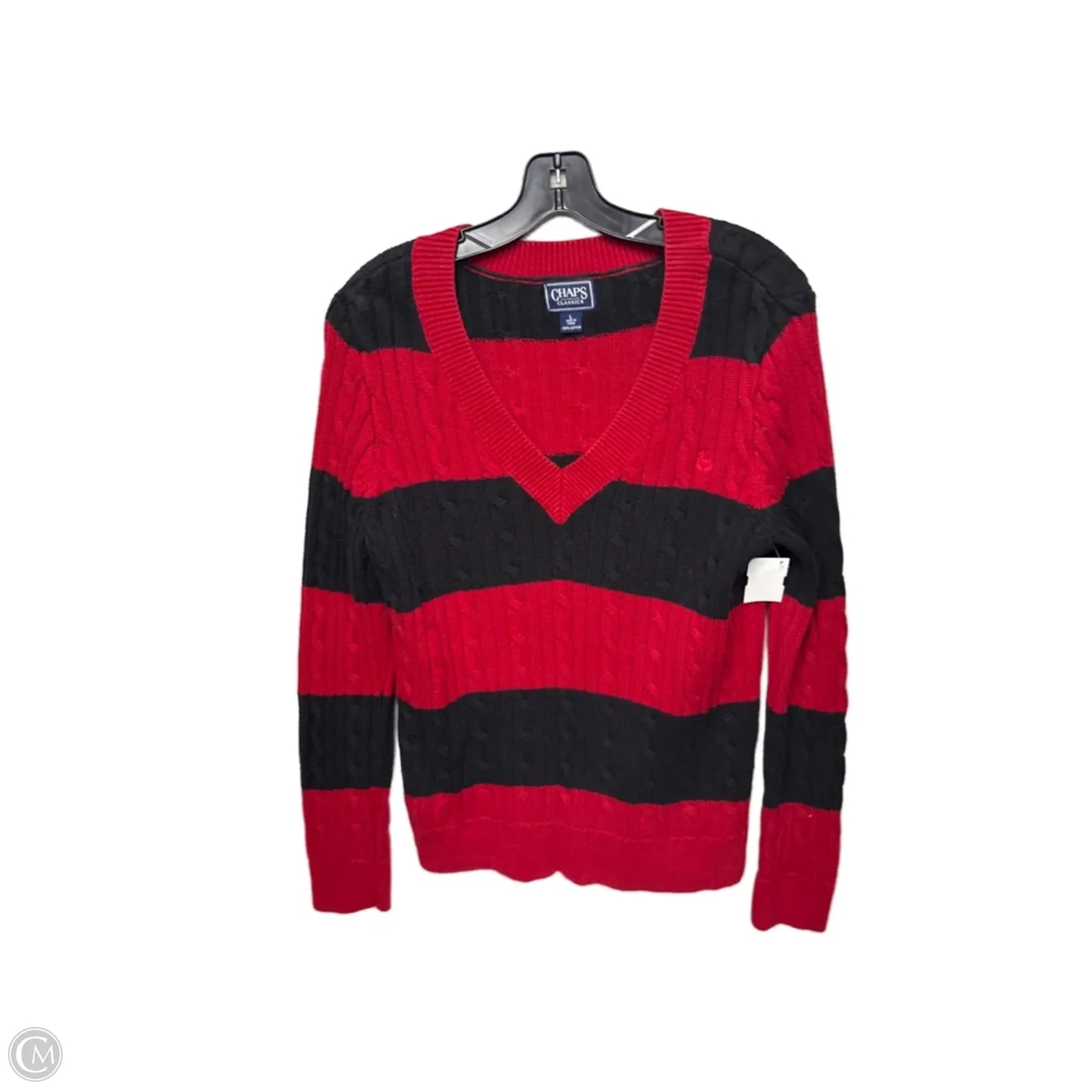 Sweater By Chaps In Striped Pattern, Size: L