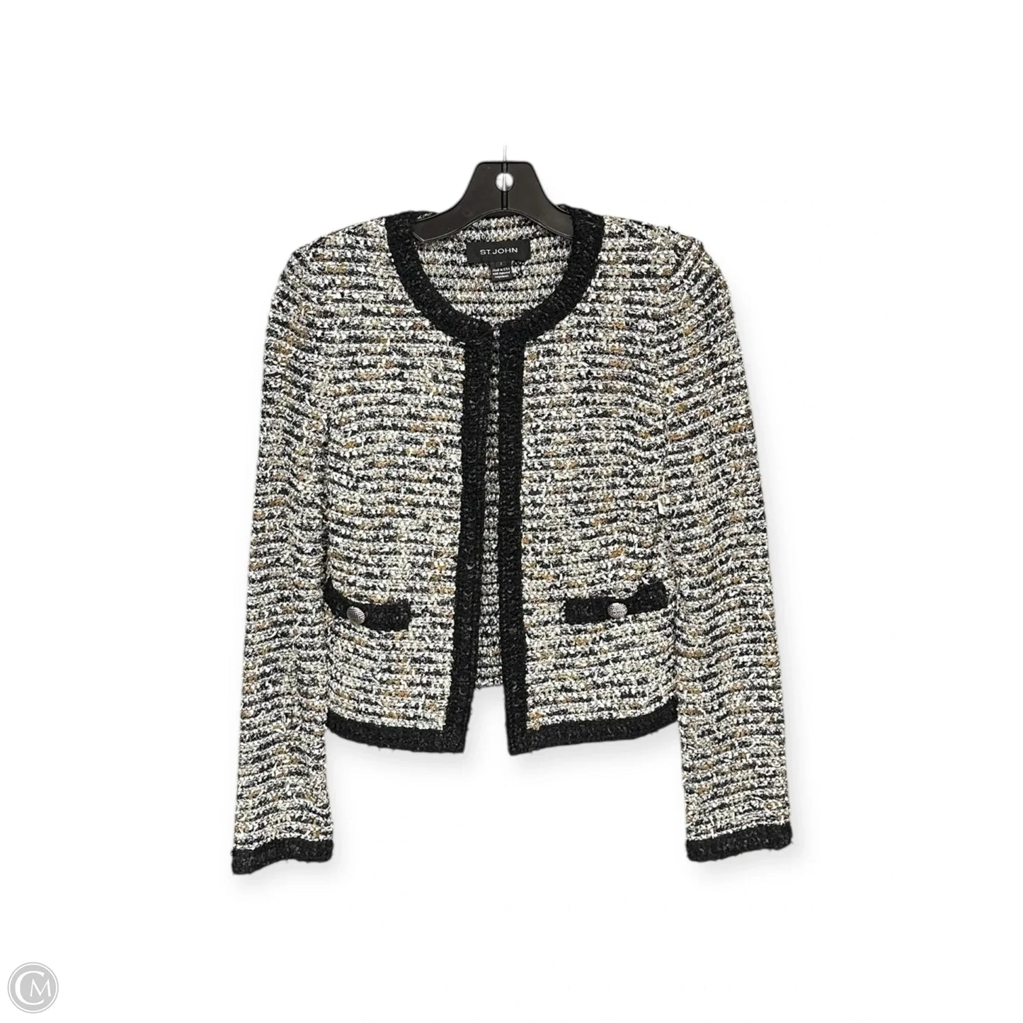 Cardigan By St. John In Black & White, Size: 2
