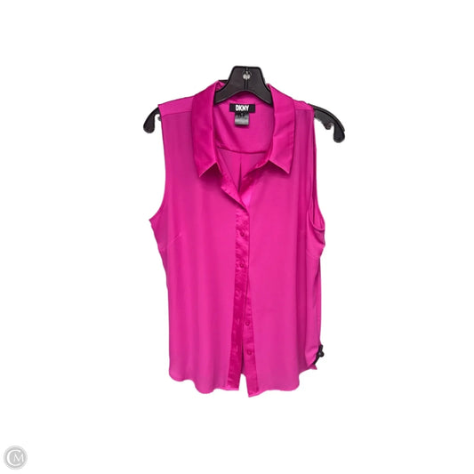 Top Sleeveless By Dkny In Pink, Size: L