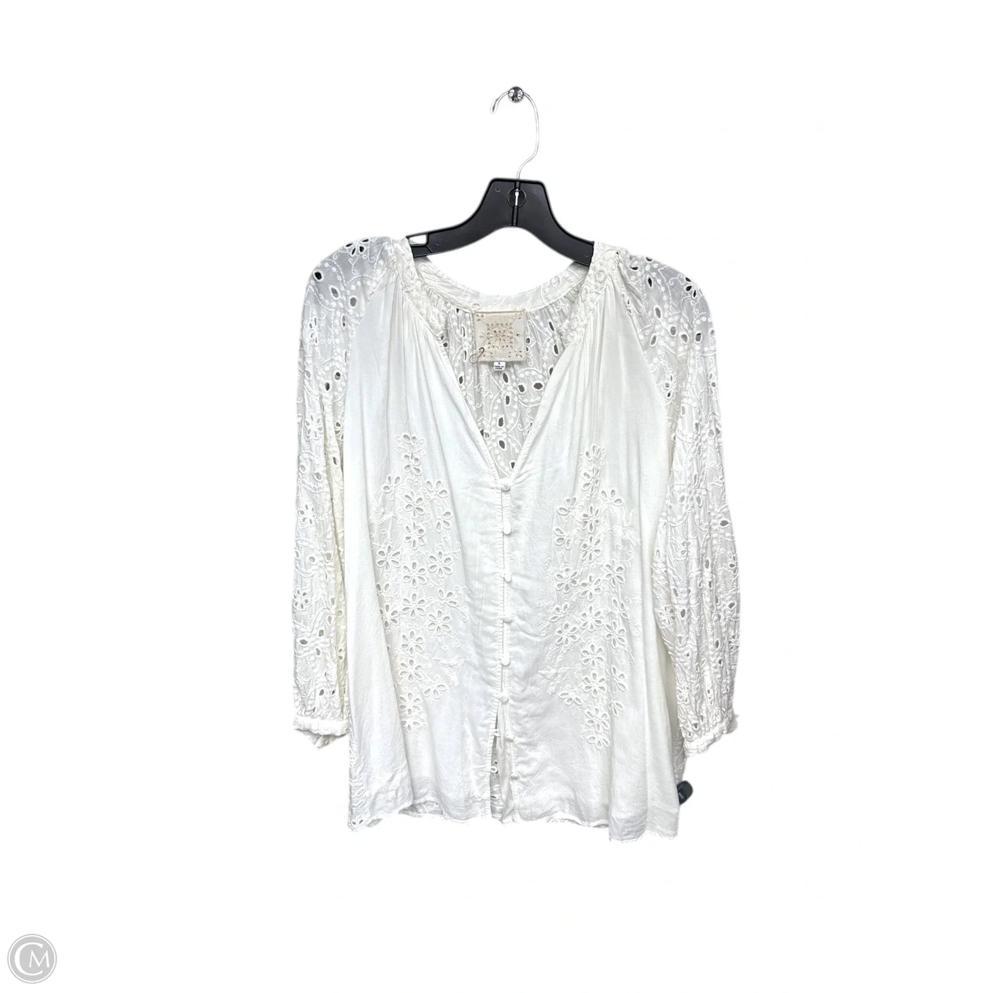 Top Long Sleeve By Johnny Was In White, Size: S