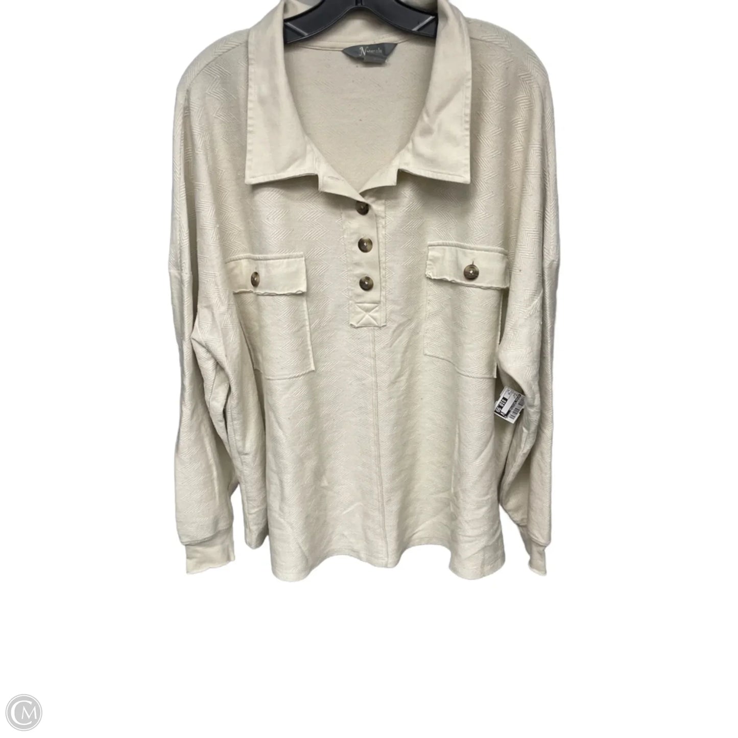 Top Long Sleeve By Natural Reflections In Cream, Size: 1x