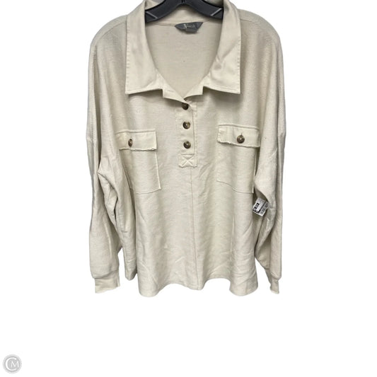 Top Long Sleeve By Natural Reflections In Cream, Size: 1x
