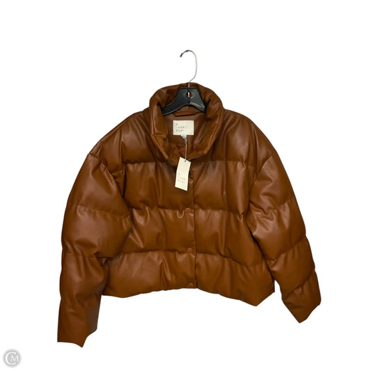 Jacket Puffer & Quilted By A New Day In Brown, Size: L
