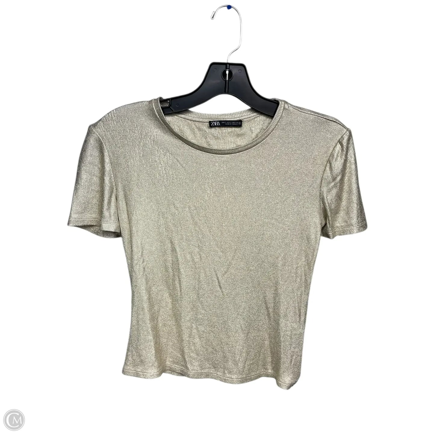 Top Short Sleeve By Zara In Gold, Size: S