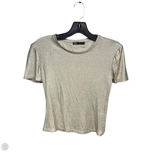 Top Short Sleeve By Zara In Gold, Size: S