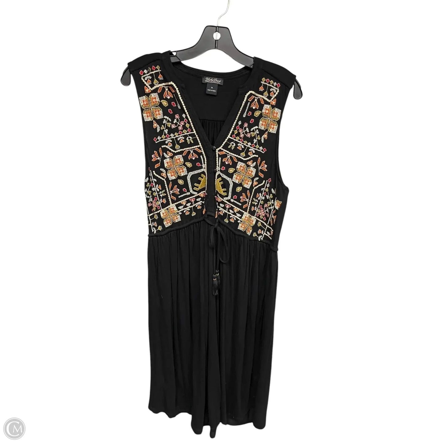 Dress Casual Midi By Lucky Brand In Black & Orange, Size: M