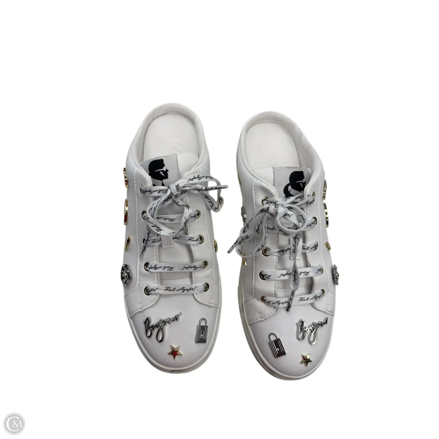 Shoes Designer By Karl Lagerfeld In White, Size: 8