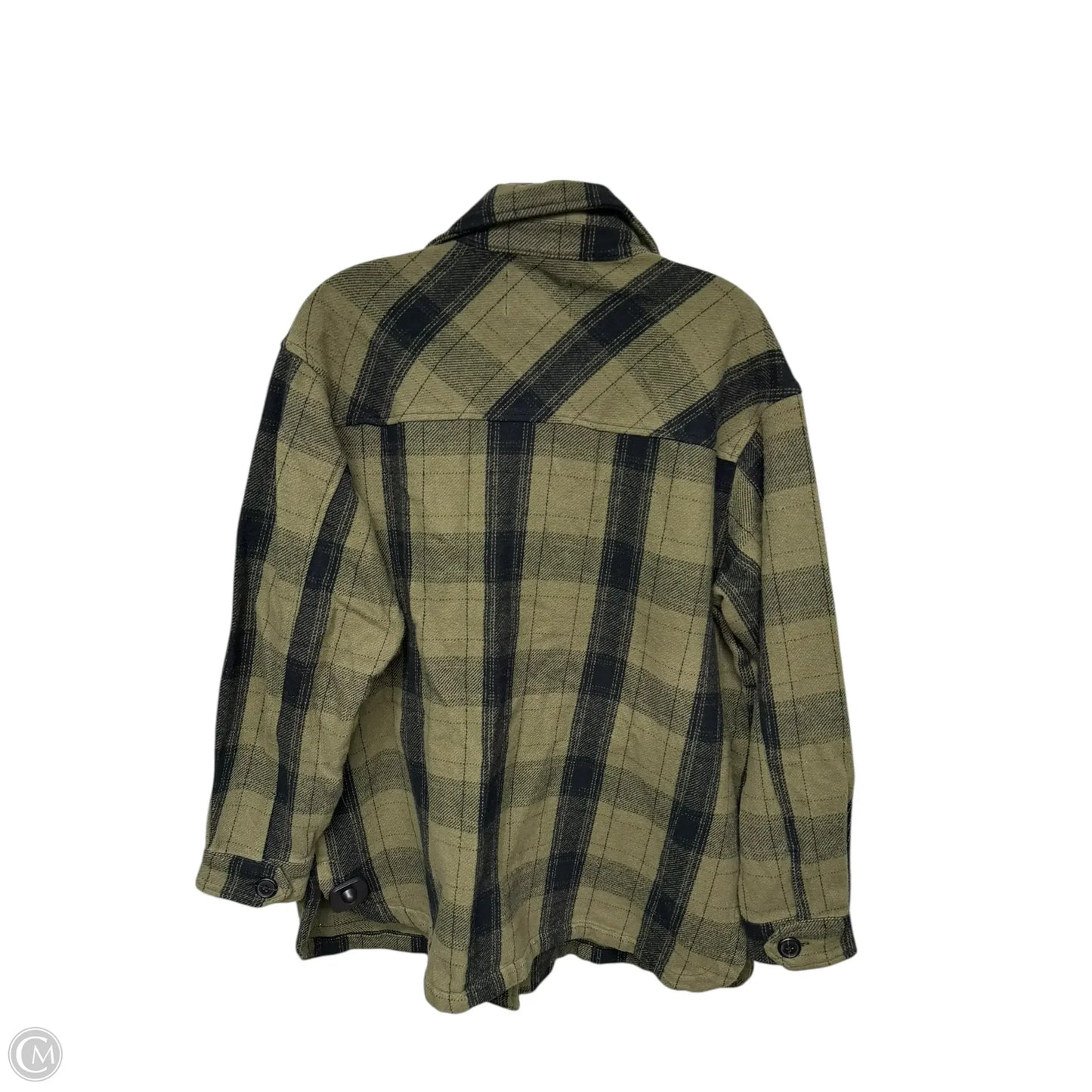 Jacket Shirt By Lucky Brand In Black & Green, Size: M