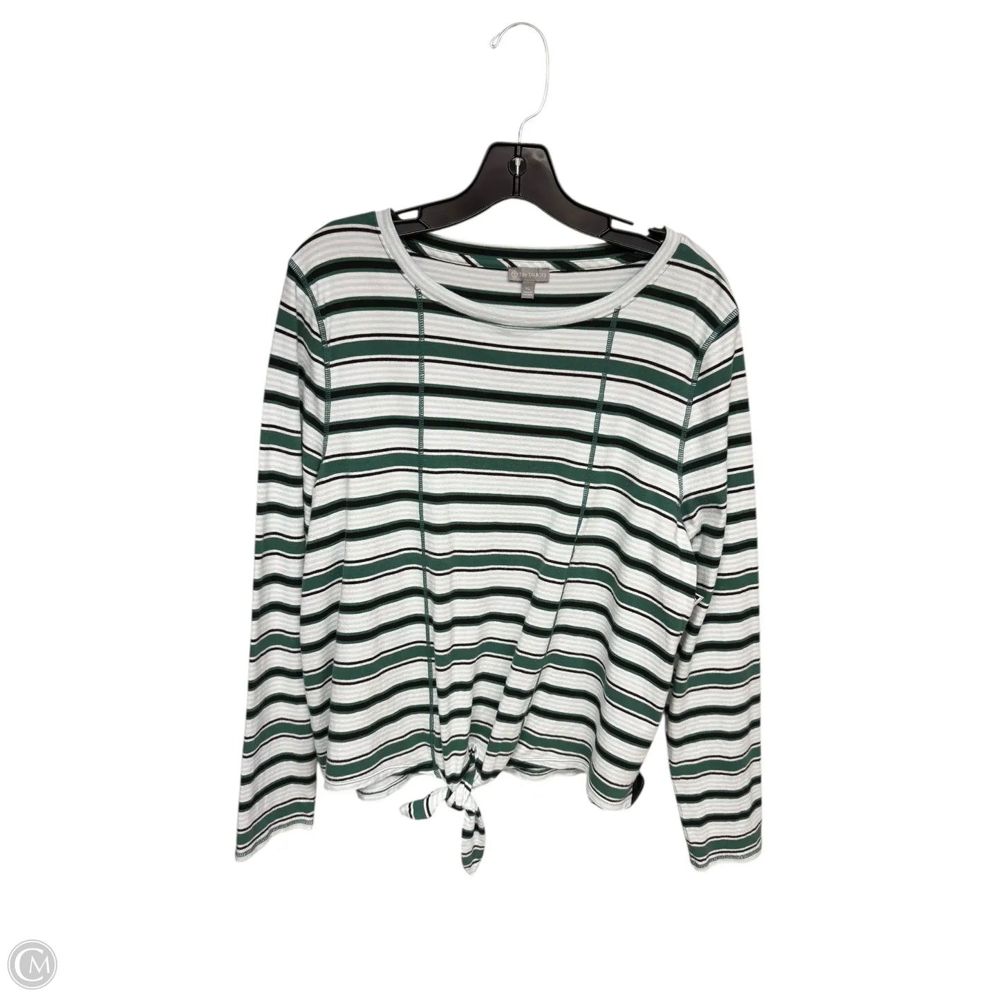 Top Long Sleeve By Talbots In Green & White, Size: Xl
