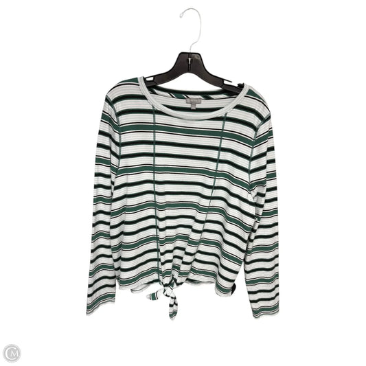 Top Long Sleeve By Talbots In Green & White, Size: Xl