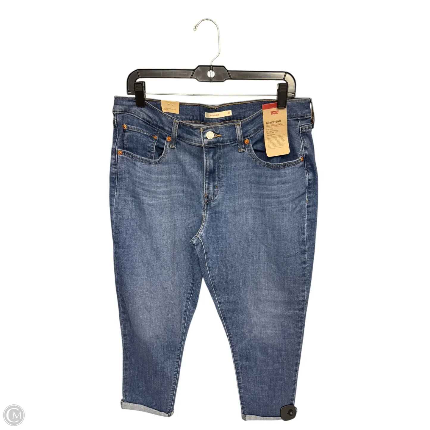 Jeans Boyfriend By Levis In Blue Denim, Size: 12