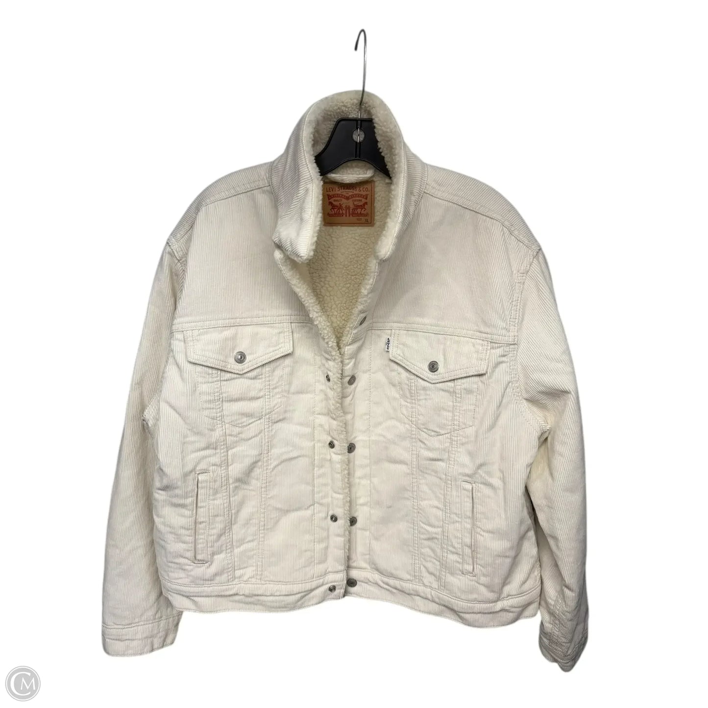 Coat Faux Fur & Sherpa By Levis In Cream, Size: Xl