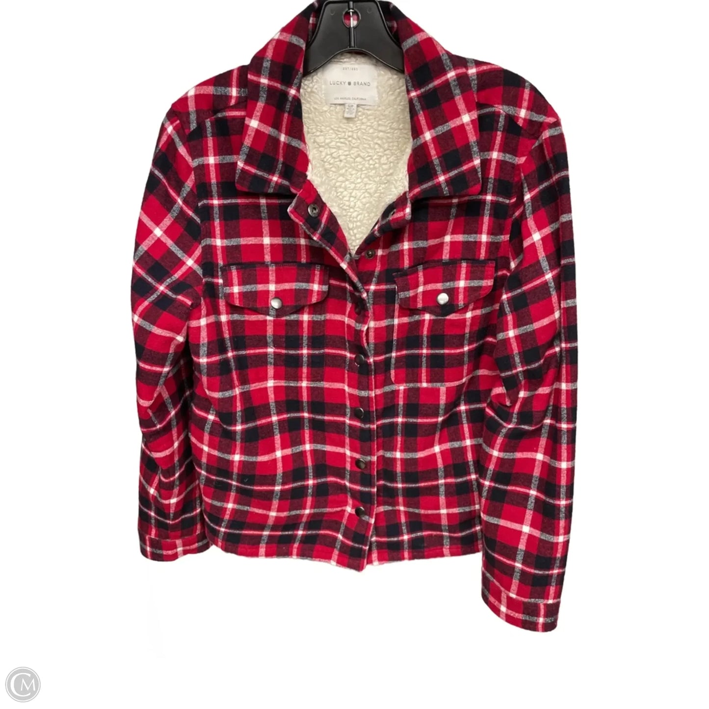 Jacket Shirt By Lucky Brand In Plaid Pattern, Size: S