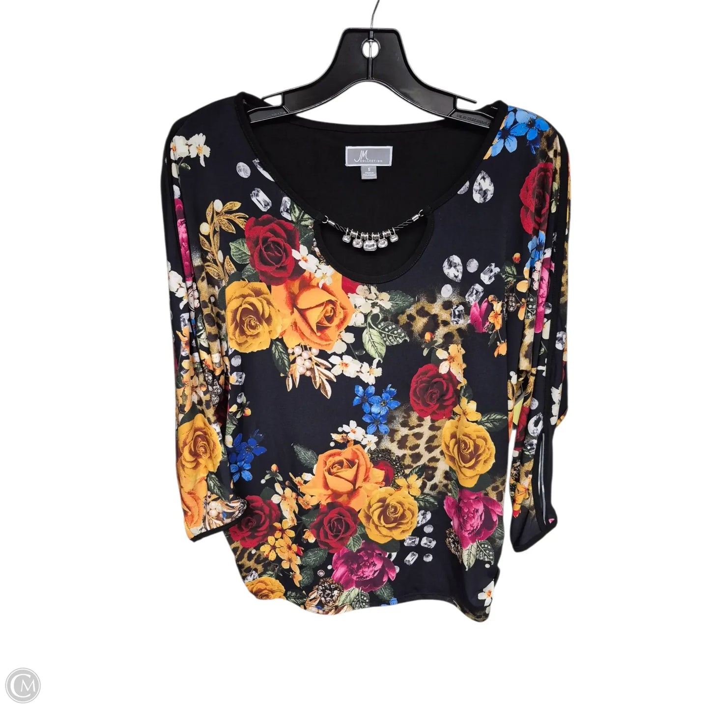 Top Long Sleeve By Jm Collections In Purple & Yellow, Size: S