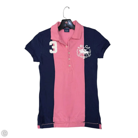 Top Short Sleeve By Ralph Lauren In Pink & Purple, Size: Xs