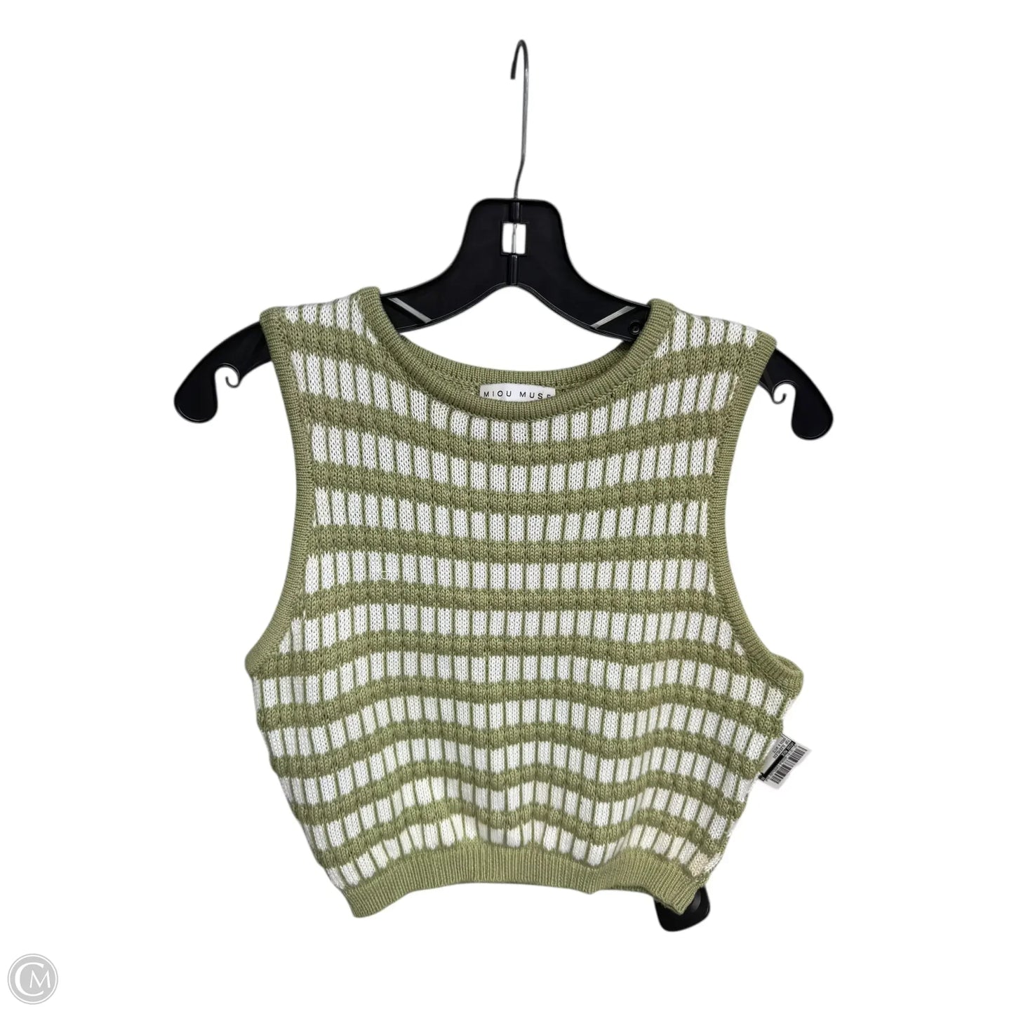 Top Sleeveless By Miou Muse In Green & White, Size: S