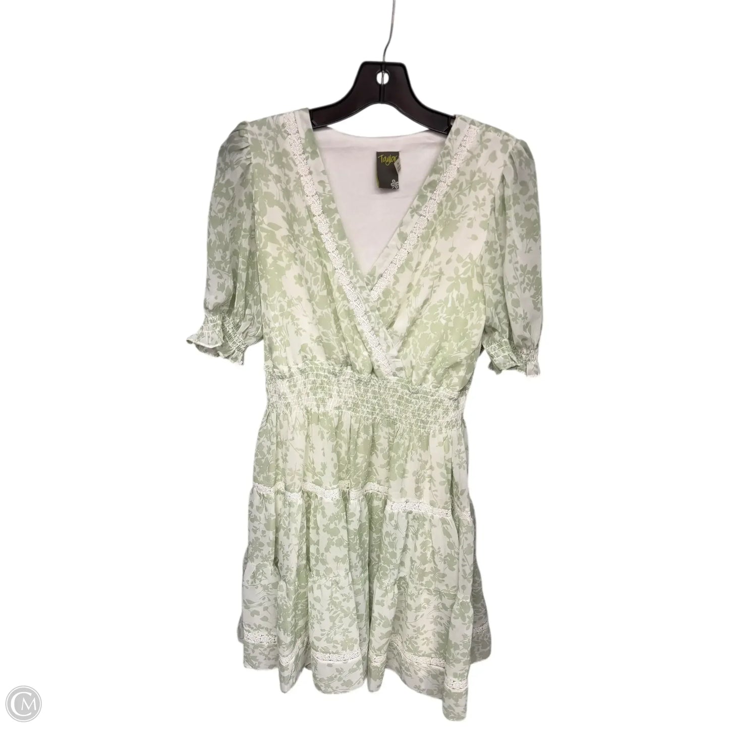 Dress Casual Midi By Taylor In Green & White, Size: M