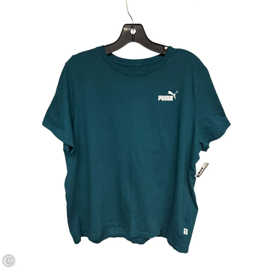 Athletic Top Short Sleeve By Puma In Teal, Size: Xxl