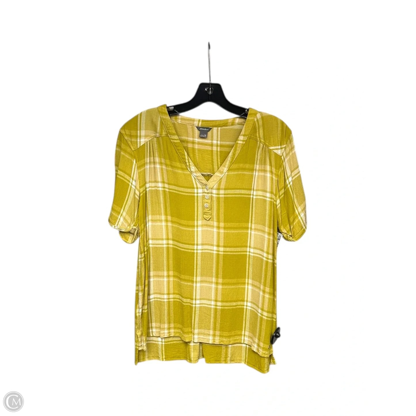 Top Short Sleeve By Eddie Bauer In Yellow, Size: M