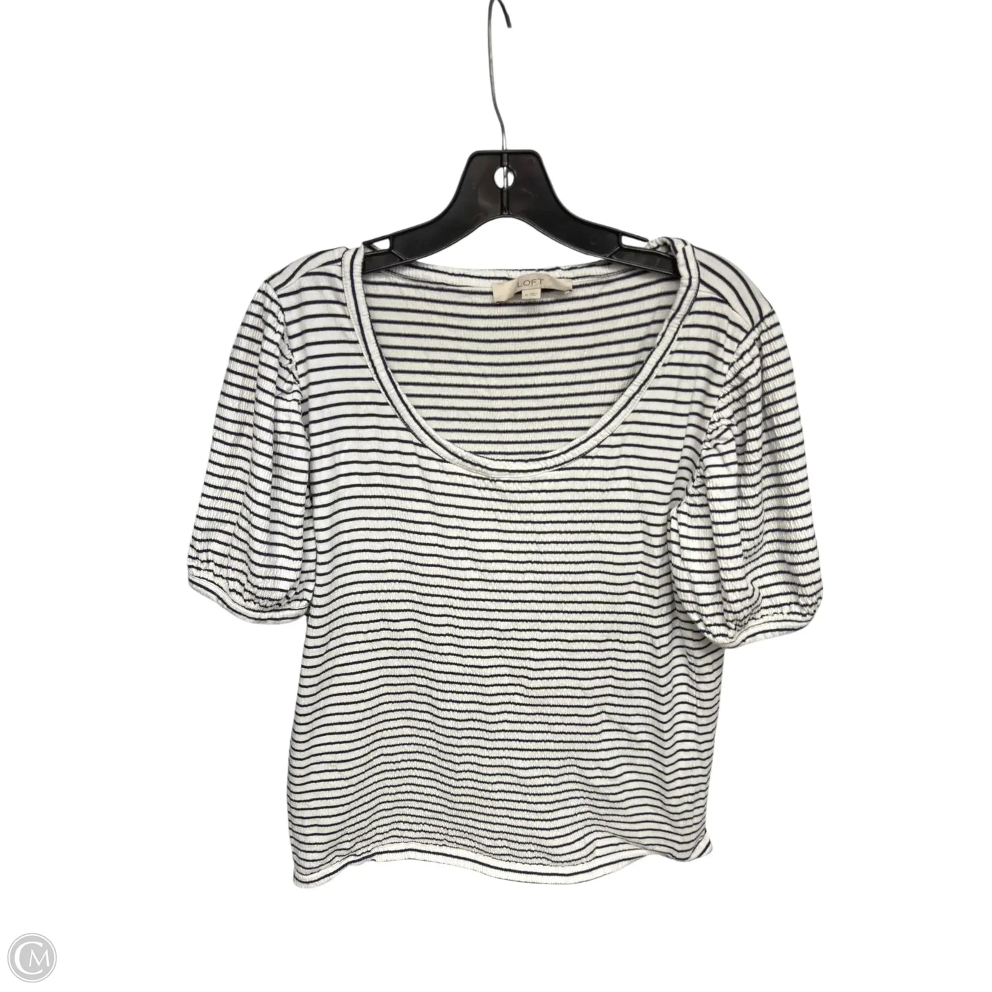 Top Short Sleeve By Loft In Striped Pattern, Size: M