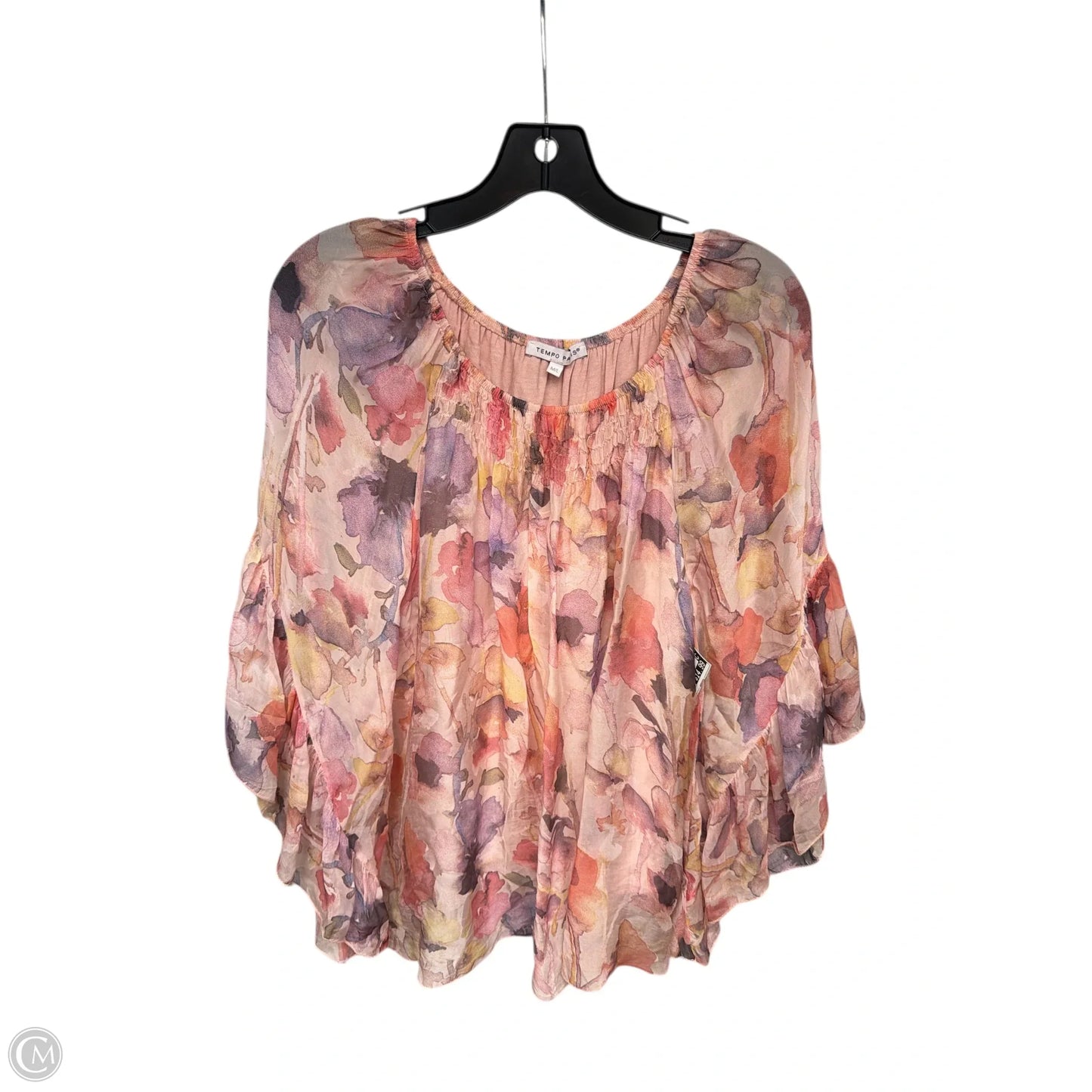 Top 3/4 Sleeve By Tempo Paris In Pink & Purple