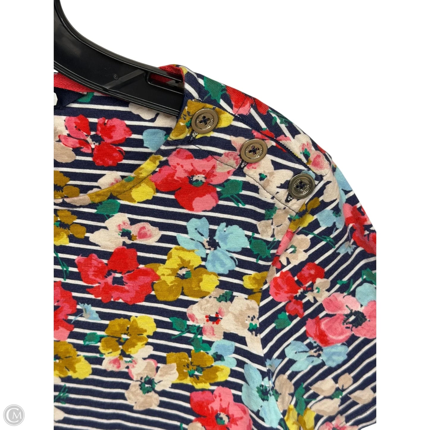 Top Short Sleeve By Joules In Blue & White, Size: 12